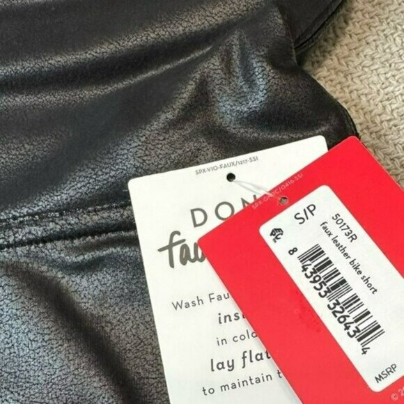 Spanx Shorts Black Size Small NWT Faux Leather Biker Sold Out - Picture 6 of 9